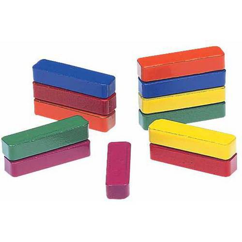 60mm x 8mm Ceramic Bar Magnets Classroom Set of 10 Small